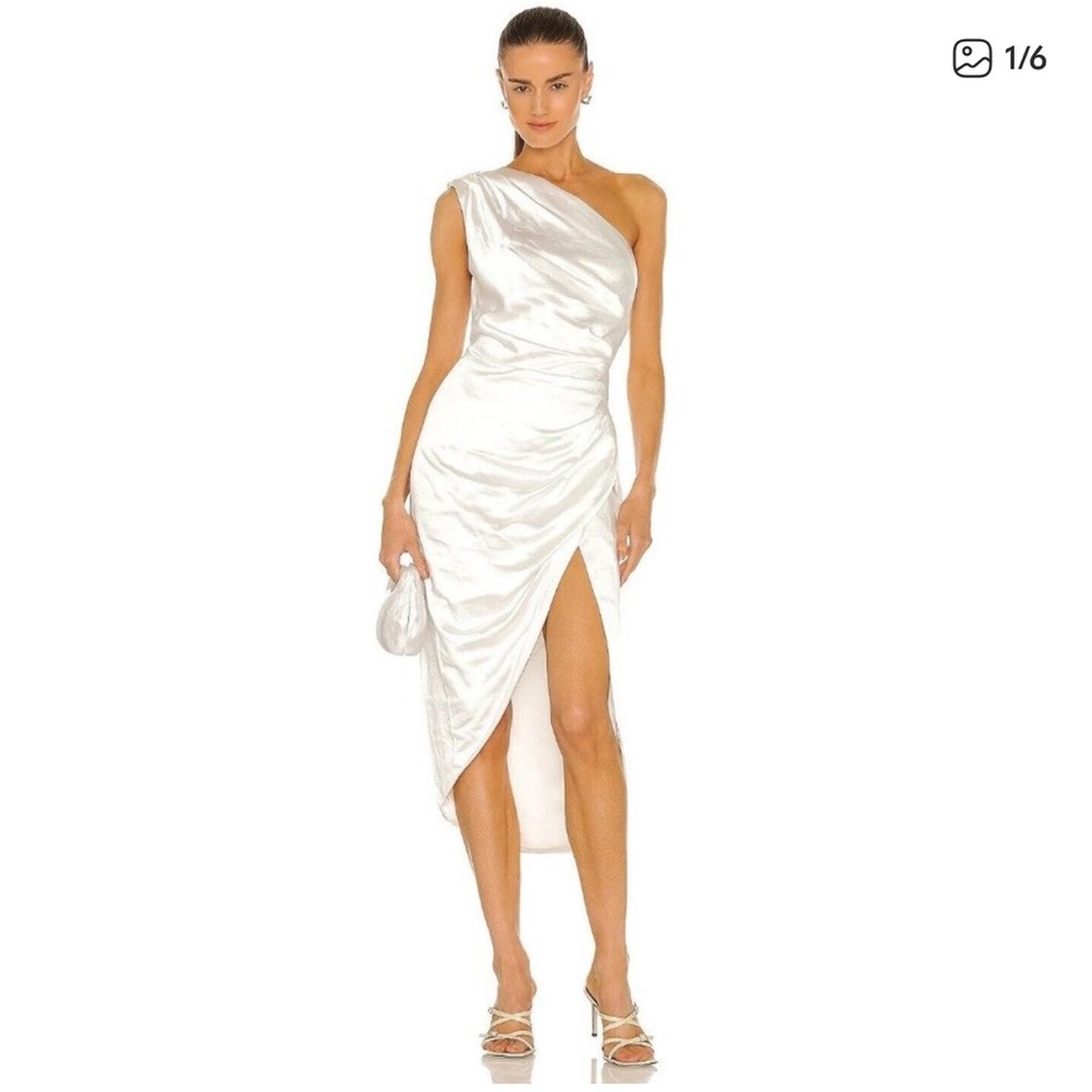 ELLIATT Cassini Ivory White Satin One Shoulder Dress